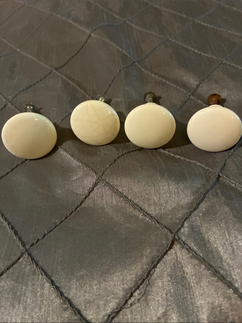 Vintage White Round Ceramic Drawer Pulls-Set of 4.